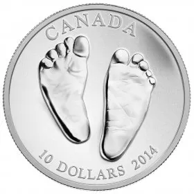 2014 Canadian $10 Welcome to the World, Baby Feet 1/2 oz Fine Silver Coin