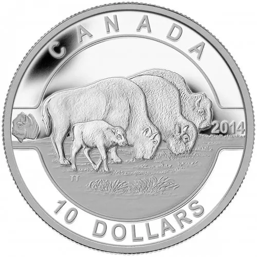 2014 Canadian $10 O Canada Series: Bison - 1/2 oz Fine Silver Coin