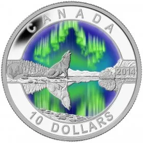 2014 Canadian $10 O Canada Series: Northern Lights - 1/2 oz Fine Silver Coin - No COA