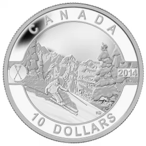 2014 Canadian $10 O Canada Series: Skiing Canada's Slopes - 1/2 oz Fine Silver Coin-coin in capsule only