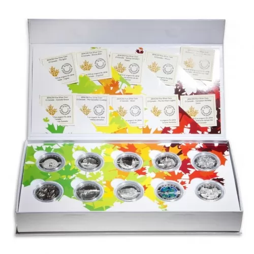 2014 Canadian $10 O Canada Series - 1/2 oz Fine Silver 10-Coin Set