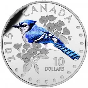 2015 Canadian $10 Colourful Songbirds of Canada: The Blue Jay - 1/2 oz Fine Silver Coloured Coin - Coin In Capsule - COA Only