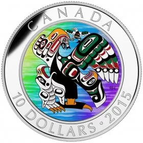 2015 Canadian $10 First Nations Art: Mother Feeding Baby - 1/2 oz Fine Silver Hologram Coin