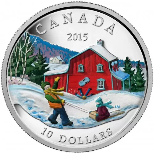 2015 Canadian $10 Winter Scene - 1/2 oz Fine Silver Coin-coin in capsule & COA only