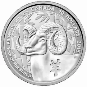 2015 Canadian $10 Year of the Sheep - 1/2 oz Fine Silver Coin