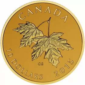 2015 Canadian $10 Maple Leaves with Queen Elizabeth II Effigy from 1965 - Pure Gold Coin