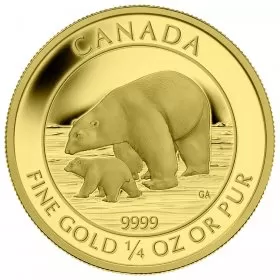 2015 Canadian $10 Polar Bear and Cub - 1/4 oz Pure Gold Coin