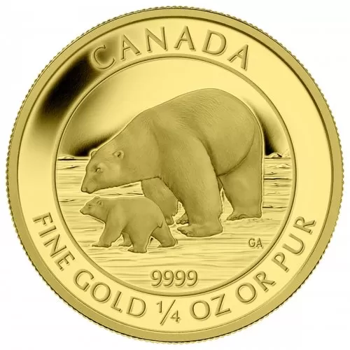 2015 Canadian $10 Polar Bear and Cub - 1/4 oz Pure Gold Coin