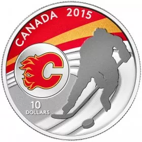2015 Canadian $10 Canadian Hockey: Calgary Flames - 1/2 oz Fine Silver Coin