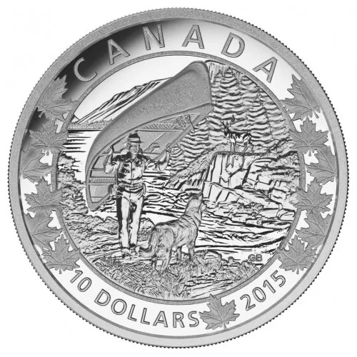 2015 Canadian $10 Canoe Across Canada: Wondrous West - 1/2 oz Fine Silver Coin