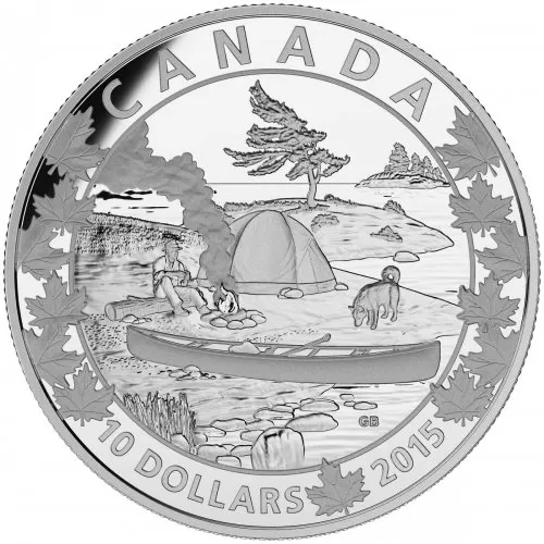 2015 Canadian $10 Canoe Across Canada: Serene Scene - 1/2 oz Fine Silver Coin - Coin in Capsule & COA only