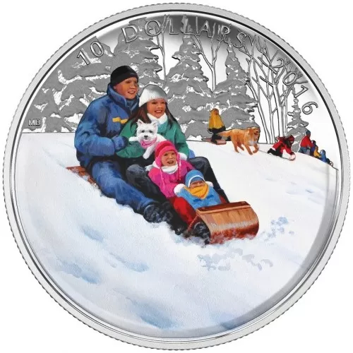 2016 Canadian $10 Winter Fun - 1/2 oz Fine Silver Coin