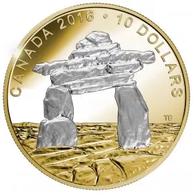 2016 Canadian $10 Iconic Canada: Inukshuk - 1/2 oz Fine Silver & Reverse Gold-plated Coin