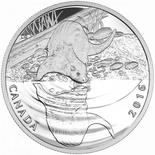 2016 Canadian $10 Reflections of Wildlife: Otter - 1/2 oz Fine Silver Coin