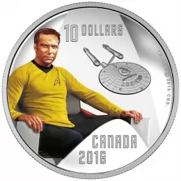 2016 Canadian $10 Star Trek™ Crew: Captain Kirk 1/2 oz Fine Silver Coin
