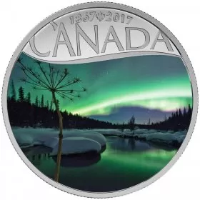2017 Canadian $10 Celebrating Canada's 150th: Aurora Borealis at McIntyre Creek - 1/2 oz Fine Silver Coin