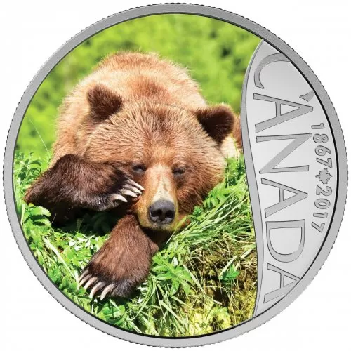 2017 Canadian $10 Celebrating Canada's 150th: Grizzly Bear - 1/2 oz Fine Silver Coin