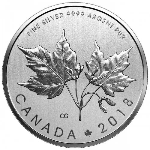 2018 Canadian $10 Maple Leaves 1/2 oz Fine Silver Coin