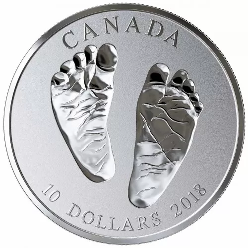 2018 Canadian $10 Welcome to the World, Baby Feet 1/2 oz Fine Silver Coin