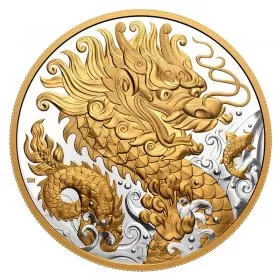 2021 Canadian $125 Triumphant Dragon 1/2 Kilo Gold-plated Silver Coin
