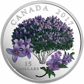 2017 Canadian $15 Celebration of Spring: Lilac Blossoms Fine Silver Coloured Coin