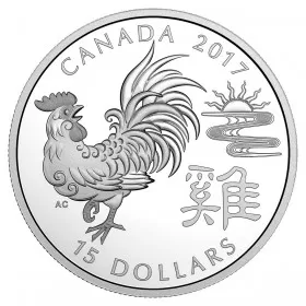 2017 Canadian $15 Year of the Rooster - 1 oz Fine Silver Coin-no outside sleeve