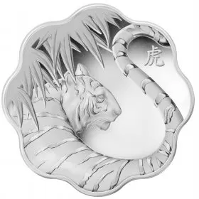 2010 Canadian $15 Lunar Lotus: Year of the Tiger Scallop-shaped Silver Coin