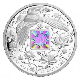 2011 Canadian $15 Maple of Happiness Proof 1 oz Silver & Hologram Coin