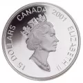 2001 Canadian $15 Chinese Lunar Calendar: Year of the Snake Sterling Silver & Gold-plated Cameo Coin