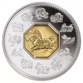 2002 Canadian $15 Chinese Lunar Calendar: Year of the Horse Sterling Silver & Gold-plated Cameo Coin