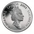 2003 Canadian $15 Chinese Lunar Calendar: Year of the Ram Sterling Silver & Gold-plated Cameo Coin 