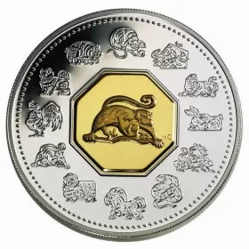 2004 Canadian $15 Chinese Lunar Calendar: Year of the Monkey Sterling Silver & Gold-plated Cameo Coin