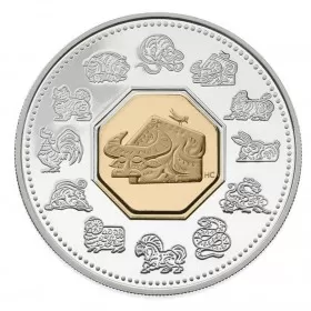 2009 Canadian $15 Chinese Lunar Calendar: Year of the Ox Sterling Silver & Gold-plated Cameo Coin