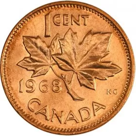 1968 Canadian 1-Cent Maple Leaf Twig Penny Coin (Brilliant Uncirculated)