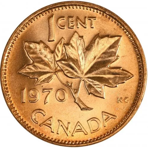 1970 Canadian 1-Cent Maple Leaf Twig Penny Coin (Brilliant Uncirculated)