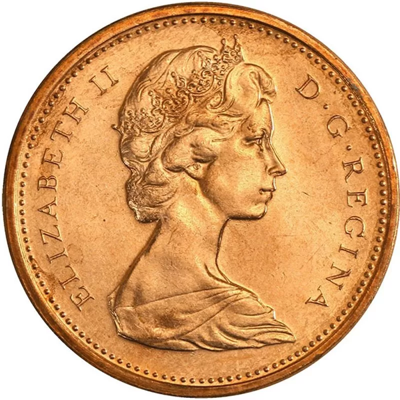 1971 Canadian 1-Cent Maple Leaf Twig Penny Coin (Brilliant