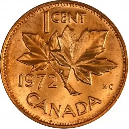 1972 Canadian 1-Cent Maple Leaf Twig Penny Coin (Brilliant Uncirculated)