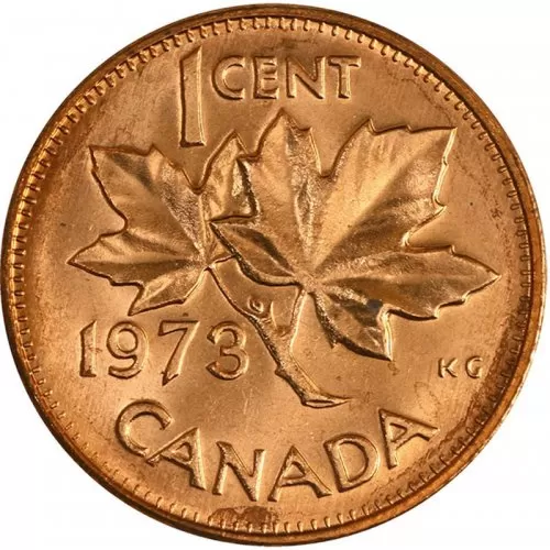 1973 Canadian 1-Cent Maple Leaf Twig Penny Coin (Brilliant Uncirculated)