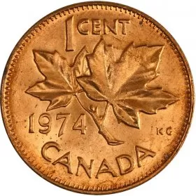 1974 Canadian 1-Cent Maple Leaf Twig Penny Coin (Brilliant Uncirculated)