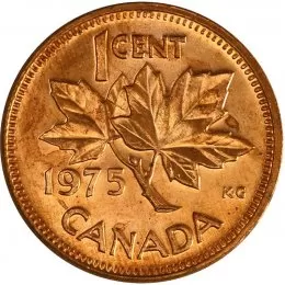 1975 Canadian 1-Cent Maple Leaf Twig Penny Coin (Brilliant Uncirculated)