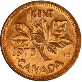 1975 Canadian 1-Cent Maple Leaf Twig Penny Coin (Brilliant Uncirculated)