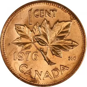 1976 Canadian 1-Cent Maple Leaf Twig Penny Coin (Brilliant Uncirculated)