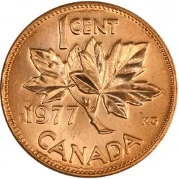 1977 Canadian 1-Cent Maple Leaf Twig Penny Coin (Brilliant Uncirculated)