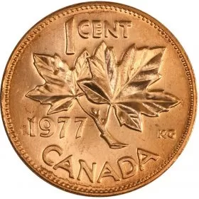 1977 Canadian 1-Cent Maple Leaf Twig Penny Coin (Brilliant Uncirculated)