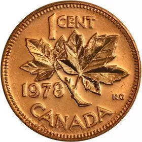 1978 Canadian 1-Cent Maple Leaf Twig Penny Coin (Brilliant Uncirculated)