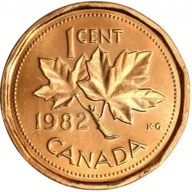 1982 Canadian 1-Cent Maple Leaf Twig Penny Coin (Brilliant Uncirculated)