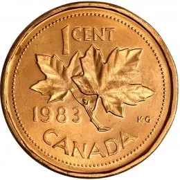 1983 Canadian 1-Cent Maple Leaf Twig Penny Coin (Brilliant Uncirculated)