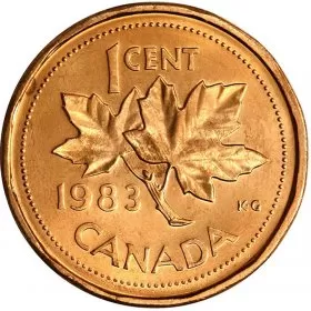 1983 Canadian 1-Cent Maple Leaf Twig Penny Coin (Brilliant Uncirculated)