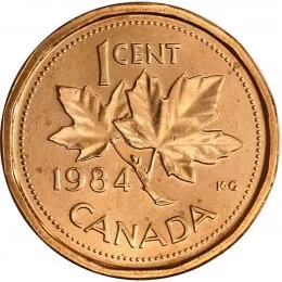 1984 Canadian 1-Cent Maple Leaf Twig Penny Coin (Brilliant Uncirculated)