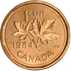 1984 Canadian 1-Cent Maple Leaf Twig Penny Coin (Brilliant Uncirculated)